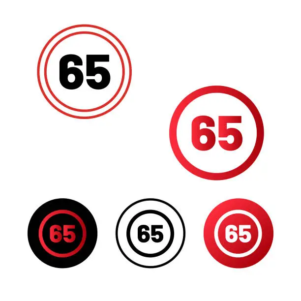 Vector illustration of Speed Limit 65 Icon Design