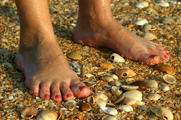 Feet on a beach stock photo