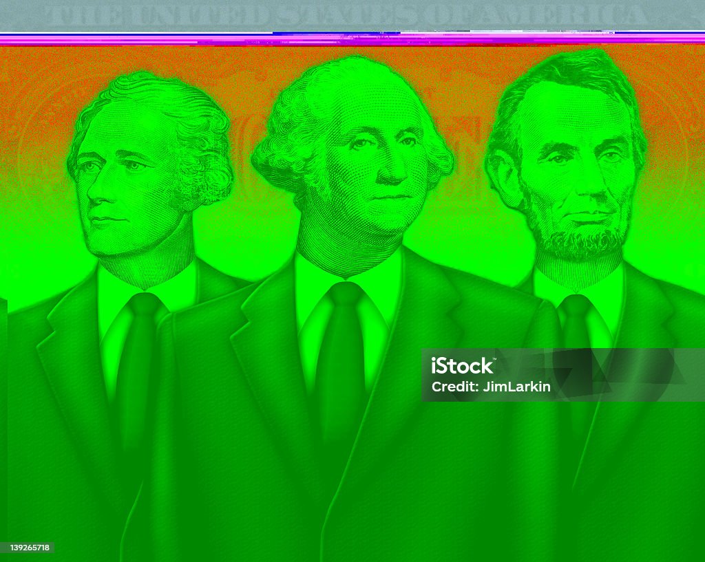 Группа Портрет Вашингтон, Линкольн и Hamilton как финансовые консультанты - Стоковые иллюстрации Джордж Вашингтон роялти-фри