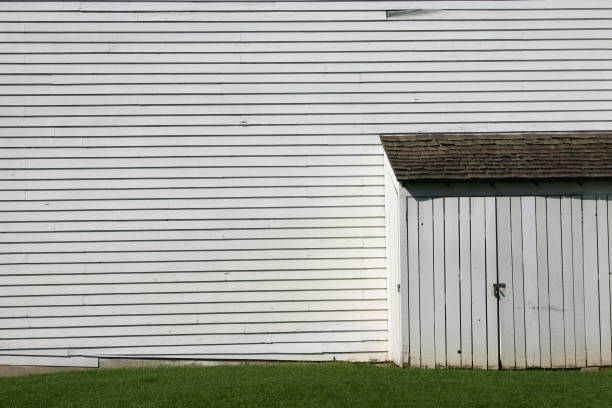 White building in Old Sacramento stock photo