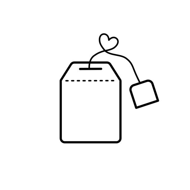 ilustrações, clipart, desenhos animados e ícones de ícone do saco de chá no fundo branco. - teabag label blank isolated