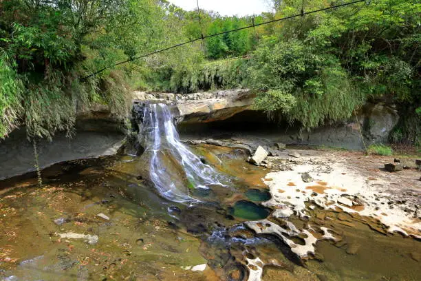 Yanjingdong waterfall near Shifen Waterfall, a waterfall located in Pingxi District, New Taipei City, Taiwan