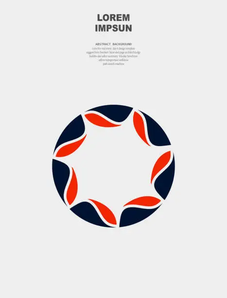 Vector illustration of abstract color aperture style symmetry leaf pattern design element