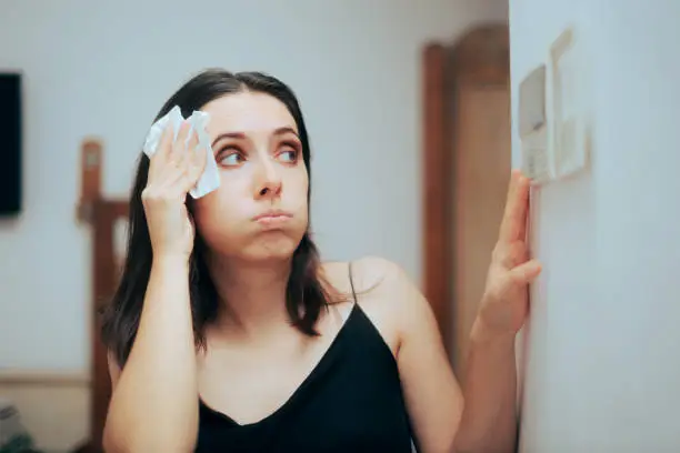 Photo of Woman Felling Hot During Summer Setting Her Thermostat