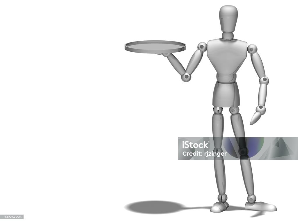 Metal Manikin/s Mannequin o Robot con bandeja para servir - Foto de stock de Bandeja para servir libre de derechos