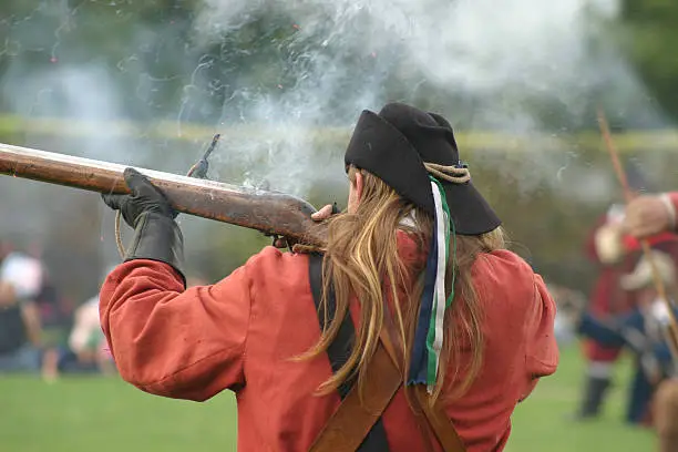 English civil war musketeer, 17th century.