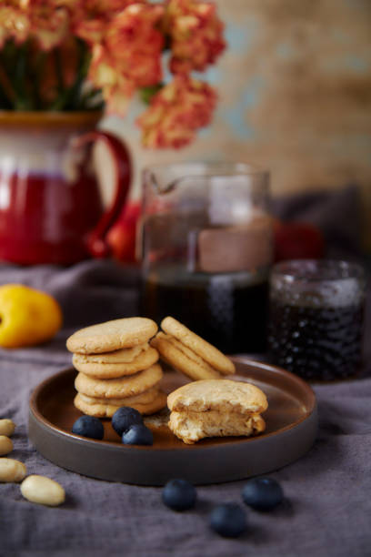 artisanal baked wholegrain biscuits, stuffed with peanut butter