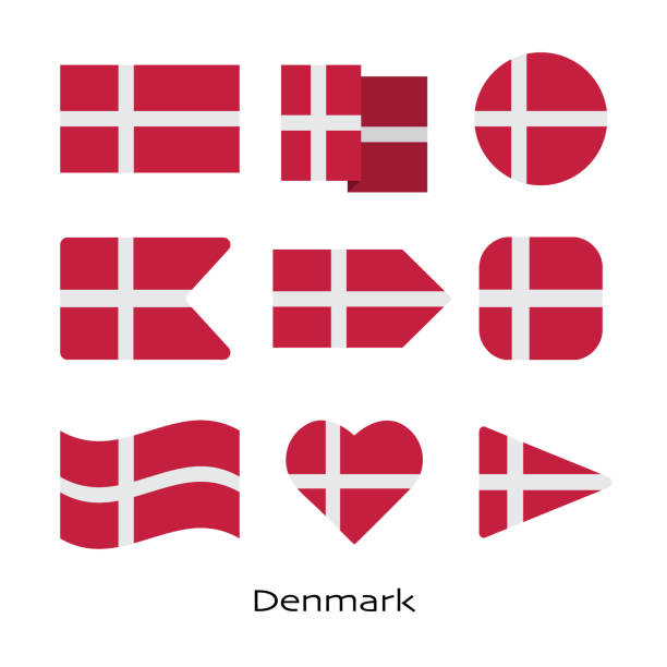 dänemark-flagge-symbol gesetzt - danish flag stock-grafiken, -clipart, -cartoons und -symbole