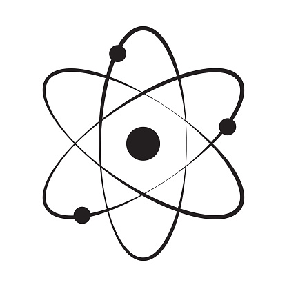 Physics sign icon. Nuclear energy concept. molecular chemistry, physics science concept. Vector illustration. stock image. EPS 10.