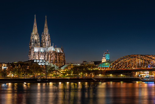 Cityscape of Cologne during the blue hour