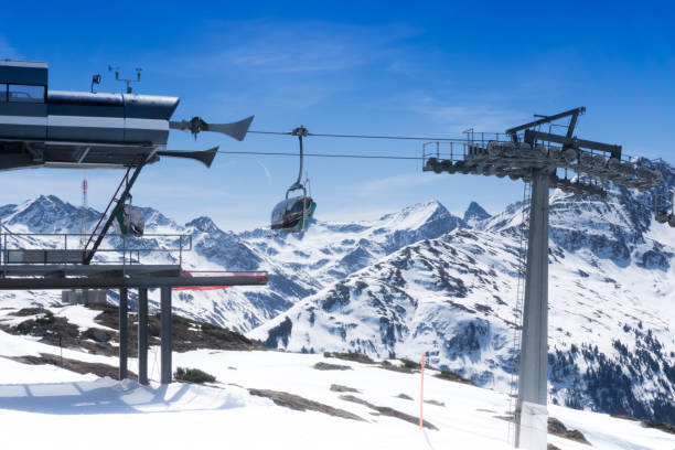 istock lift mountain station supports snow arriving cable car 1392680004