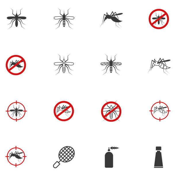 ilustrações de stock, clip art, desenhos animados e ícones de mosquito icon set - insect repellant