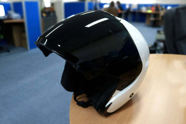 istock A white motorcycle helmet with black glass as a shield 1392680192
