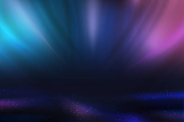 stockillustraties, clipart, cartoons en iconen met magic abstract background, blue and purple blurred motion lines and stars in space - noorderlicht