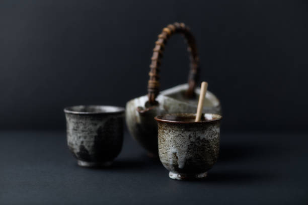 istock Traditional, handcrafted ceramic on dark background. Soft focus. Copy space. 1392685566