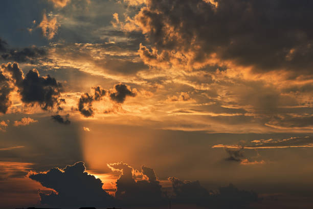 Beautiful sunset and clouds with all shapes