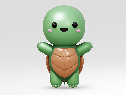 Turtle cute character cartoon 3D illustration