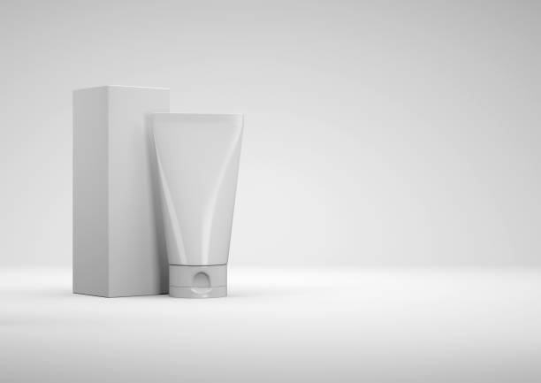 istock Mockup of cream tube and box 3d render 1392694694