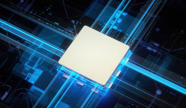 istock 3D rendering of cyberpunk AI. Circuit board. Technology background. Central Computer Processors CPU and GPU concept. Motherboard digital chip. Tech science background. 1392695924