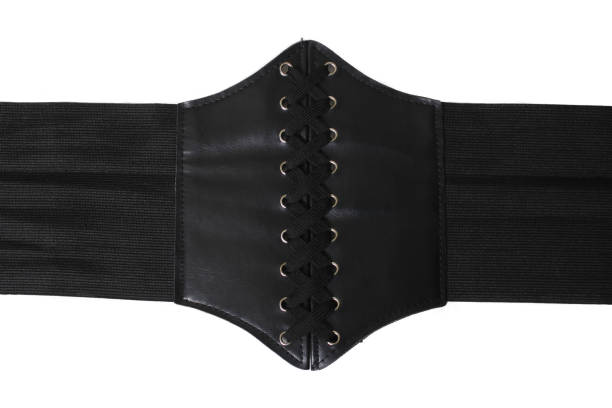 istock Black Vegan Leather Corset Belt Isolated on White Background 1392696494
