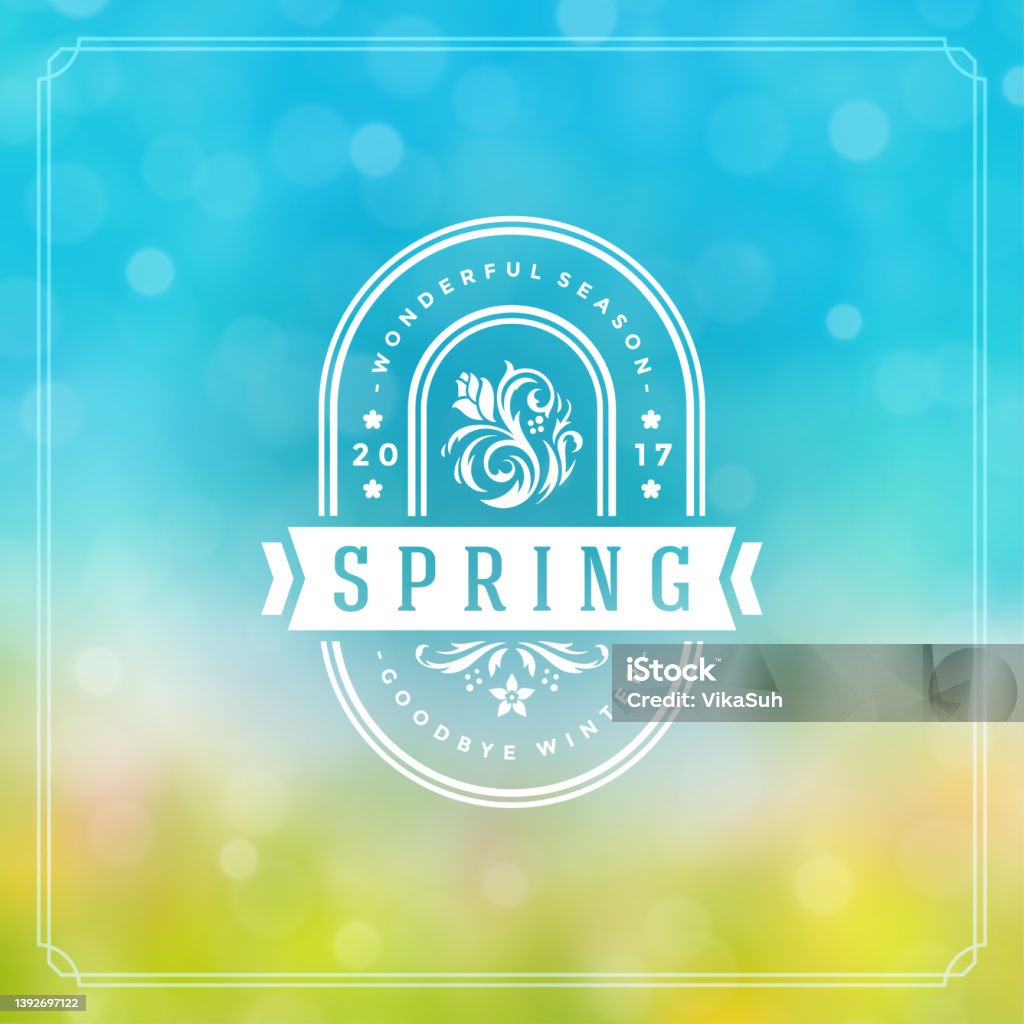 Event Badge Spring Design Spring Badge Vector Typographic Design Greeting Card Stock Illustration ...