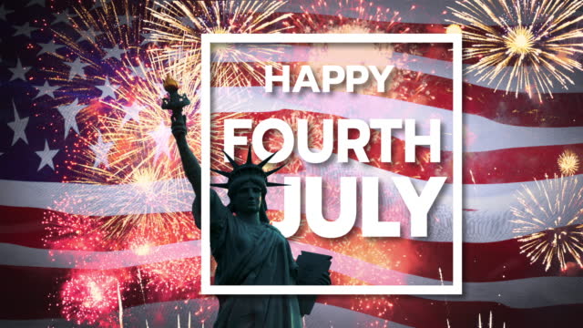 4th of July fireworks Background with USA flag