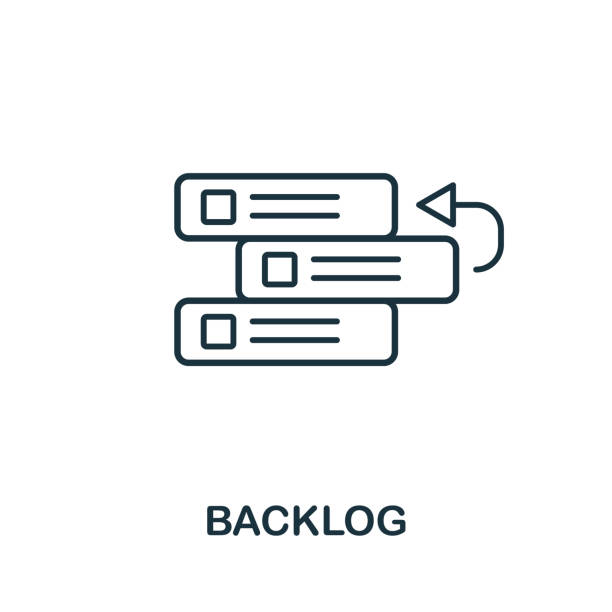 ilustraciones, imágenes clip art, dibujos animados e iconos de stock de icono de backlog. elemento de estilo de línea de la colección ágil. icono de thin backlog para plantillas, infografías y más - sprinting