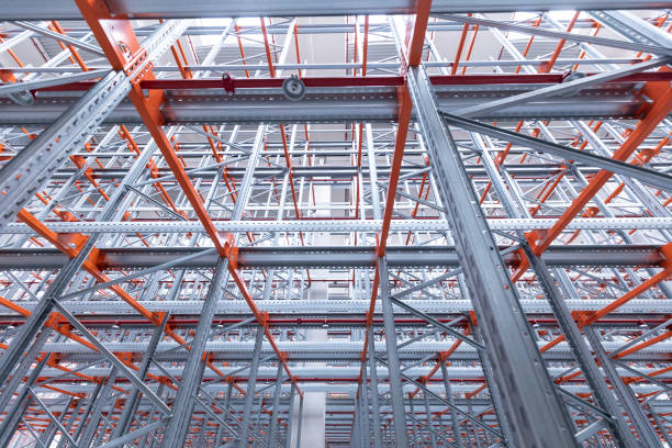 istock Warehouse or storage and shelves. Industrial background. 1392701459