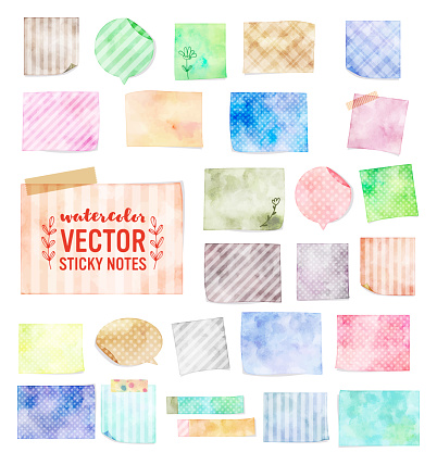 Sticky Note Watercolor Colorful Watercolor Vector Sticky Notes Stock Illustration - Download ...