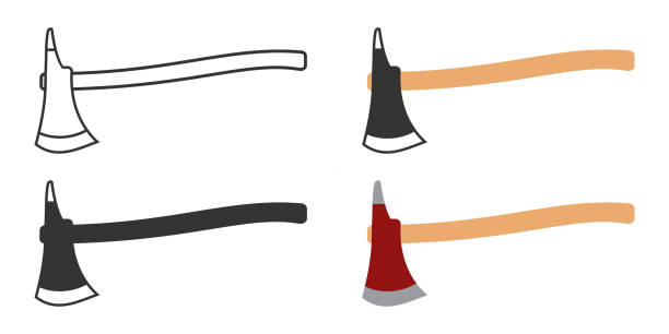 Fire axes icon. Hatchet symbol. Sign fireman's tool vector. Fire axes icon. Hatchet illustration symbol. Sign fireman's tool vector. silhouette of firefighter logo stock illustrations
