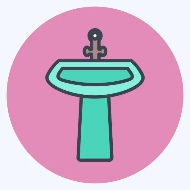 Vector illustration of Icon Sink. suitable for Home symbol. color mate style. simple design editable. design template vector. simple symbol illustration
