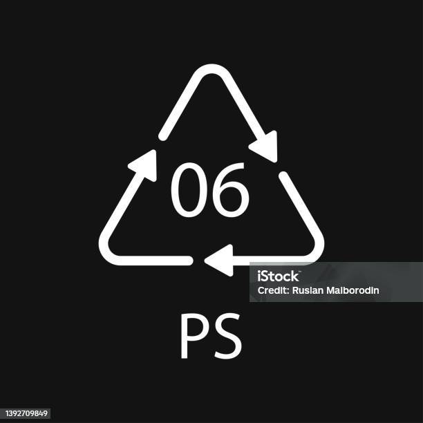 Ps 06 Ps 06 Recycling Code Symbol Plastic Recycling Vector Polystyrene Sign ...