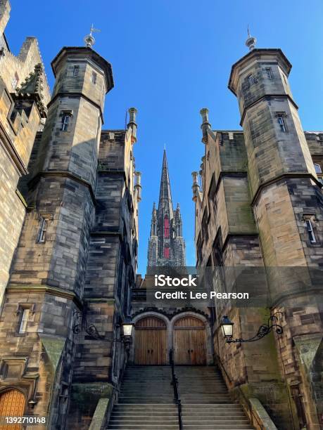 New College Clear Sky Stock Photo - Download Image Now - Oxford University, Edinburgh - Scotland, Clear Sky