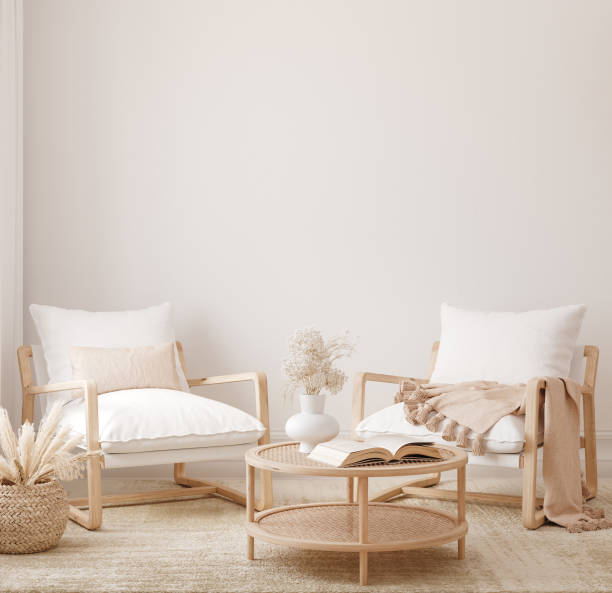 istock Minimalist modern living room interior background, Scandinavian style 1392713259