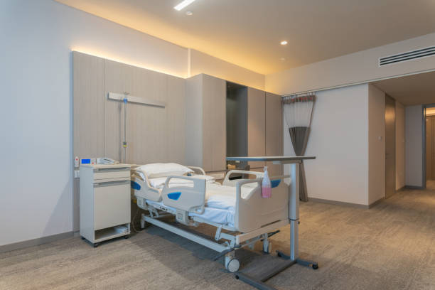 luxury ICU room in the modern hospital with furniture and decoration. stock photo