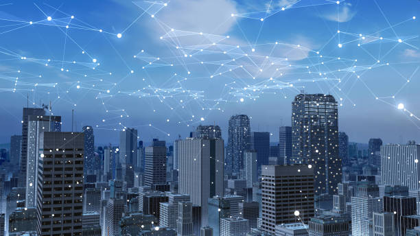 istock Modern city Communication Futuristic Network and Technology Concept. 1392719870