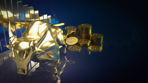 istock The gold bull on chart background for business concept 3d rendering 1392721277