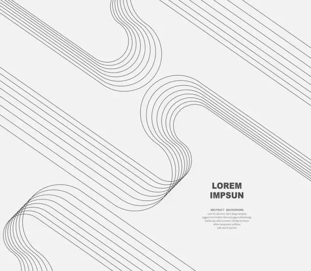 Vector illustration of abstract black and white geometric minimalism arranging line element pattern design background