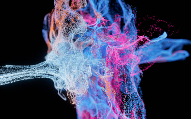 istock Collision of particles, decorative particles, 3d rendering. 1392724268