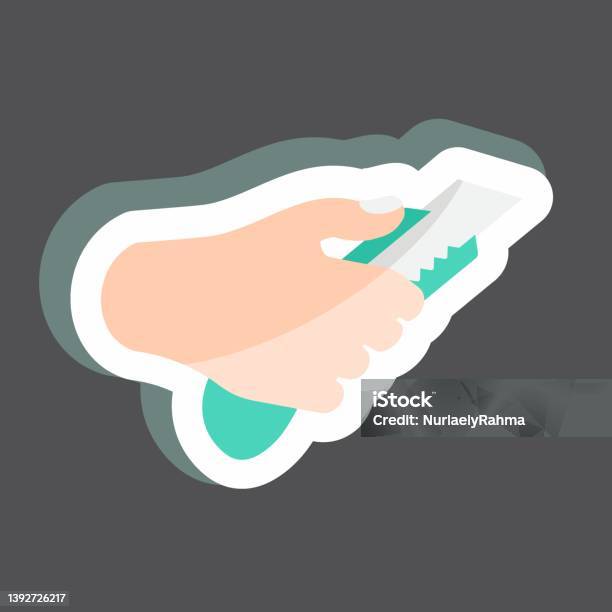 Sticker Holding Paper Cutter Suitable For Hand Actions Symbol Simple ...