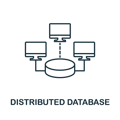 Distributed Database icon. Simple line element from data organization collection. Filled Distributed Database icon for templates, infographics and more.