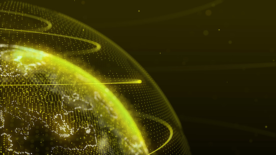 Background for digital and technology in yellow color, monitoring background abstract global business concept, design for break or presentation.