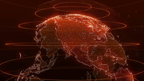 istock Wonderful world map and illustrations set on a red background 1392732772