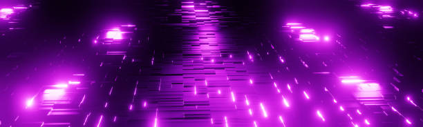 istock Abstract background with geometric shapes and intense violet glow. 3d rendering. 1392734230