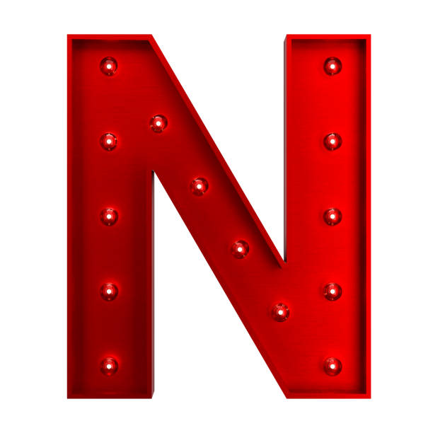 Red Metallic Letter N With Light Bulbs