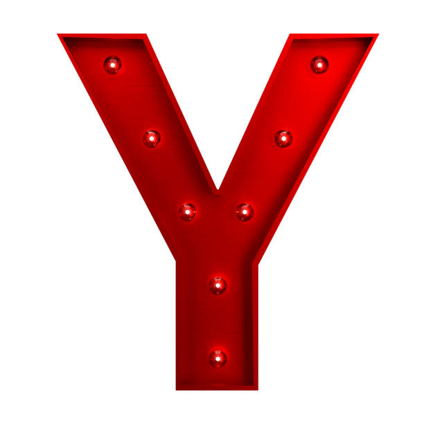 istock Red Metallic Letter Y With Light Bulbs 1392736136