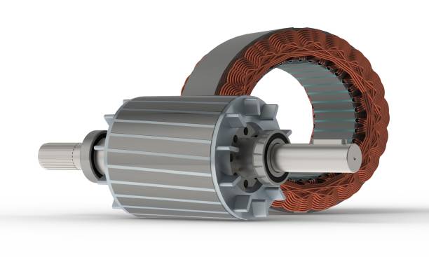 istock Stator and rotor for electric motor, 3D rendering on white background 1392736754
