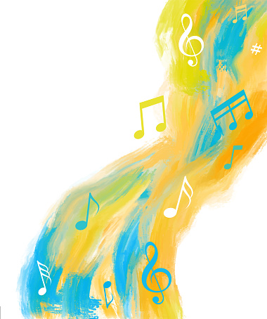 musical notes colorful painted background
