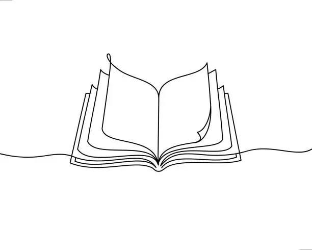 Vector illustration of open book line art
