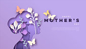 istock Mother's day mom and kid papercut card template 1392741036
